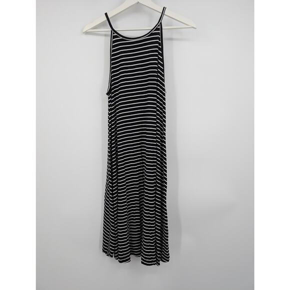 Old Navy Black and White Striped Sleeveless Dress Women's Medium Flowy Summer - Picture 1 of 7